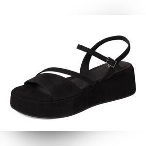 Eileen Fisher Dae Black Wedge Sandal Size 9.5